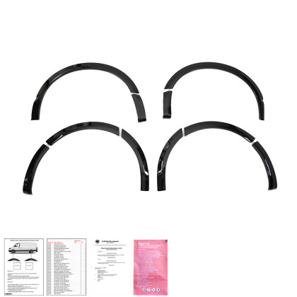 Plastové lemy blatníků pro VW Transporter T5 T5.1 2003-2015 (SV / RD) (10ks) (černý lesk)