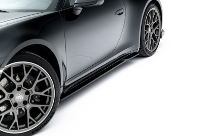 Prahové lišty V.1 Porsche 911 Carrera Sport Design 992 černý lesklý plast