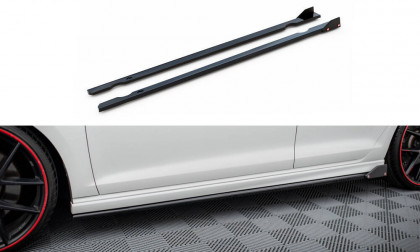 Prahové lišty V.3 + flaps Volkswagen Golf R Mk7 černý lesklý plast