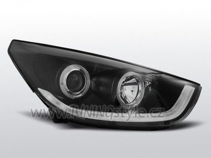 Přední světla angel eyes a LED TubeLights Hyundai Tucson/ix35 10- černá