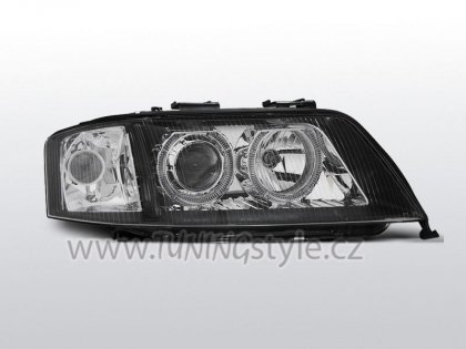 Přední světla angel eyes AUDI A6 01-04 černá