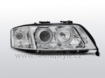 Přední světla angel eyes AUDI A6 01-04 chrom