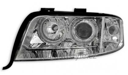 Přední světla angel eyes AUDI A6 01-04 D2S xenon chrom