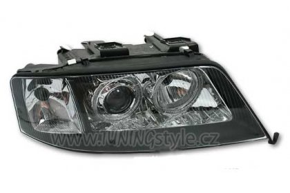 Přední světla angel eyes AUDI A6 97-99 D2S xenon černá