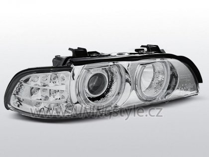 Přední světla Angel eyes BMW E39 95-00 chrom LED blinkr
