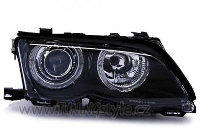 Přední světla angel eyes BMW E46 coupe cabrio černé 01-03