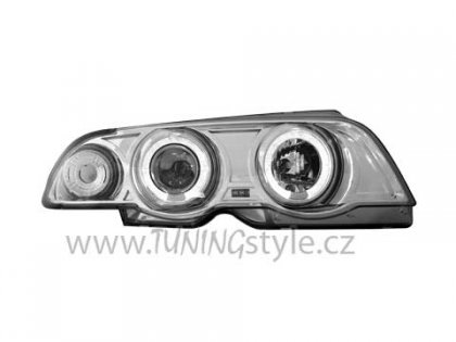 Přední světla angel eyes BMW E46 Limo 98-01 chrom +motor