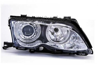 Přední světla angel eyes BMW E46 limo touring chromové 01-05