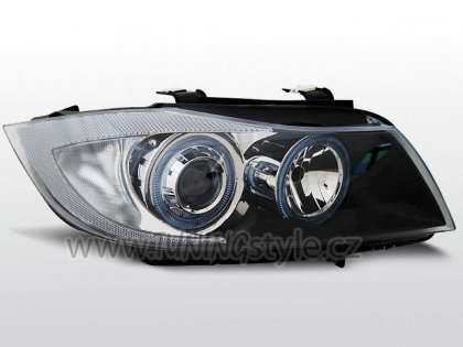 Přední světla angel eyes BMW E90 černá