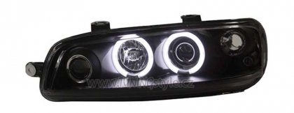 Přední světla angel eyes CCFL Fiat Punto 99-03 černá