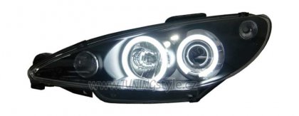 Přední světla angel eyes CCFL Peugeot 206 98-02 černá