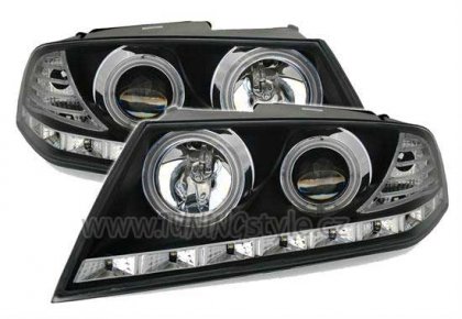 Přední světla angel eyes CCFL s LED Škoda Octavia II 04-08 černá