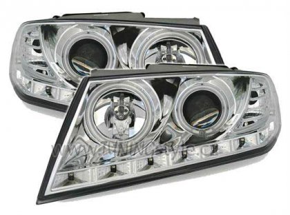 Přední světla angel eyes CCFL s LED Škoda Octavia II 04-08 chrom