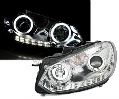 Přední světla angel eyes CCFL s LED VW Golf VI / 6 chrom