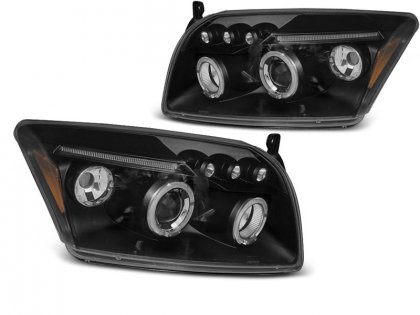 Přední světla angel eyes, LED, Dodge Caliber 06-12 černá