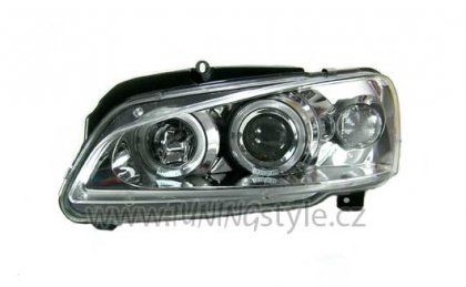 Přední světla angel eyes Peugeot 106 - chromové