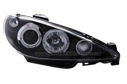 Přední světla angel eyes Peugeot 206 černé 02-06