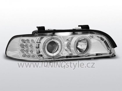 Přední světla angel eyes s LED BMW E39 95-03 chrom