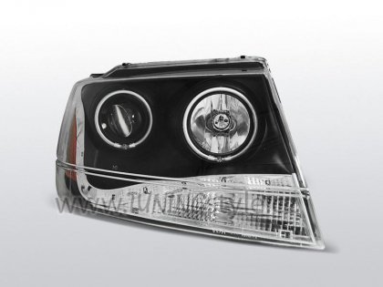 Přední světla angel eyes s LED Chrysler Jeep Grand Cherokee 99-05 černá