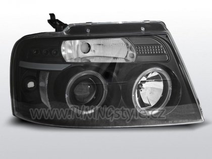 Přední světla Angel Eyes s LED Ford F150 MK11 04-08 černá