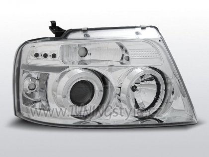 Přední světla Angel Eyes s LED Ford F150 MK11 04-08 chrom