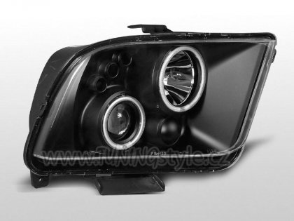 Přední světla Angel Eyes s LED Ford Mustang 04-09 černá