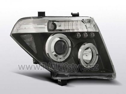 Přední světla Angel Eyes s LED Nissan Navara D40/Pathfinder 05- černá