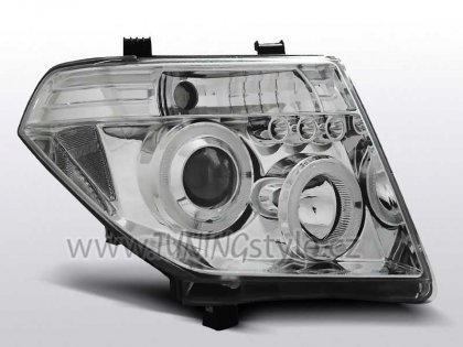 Přední světla Angel Eyes s LED Nissan Navara D40/Pathfinder 05- chrom