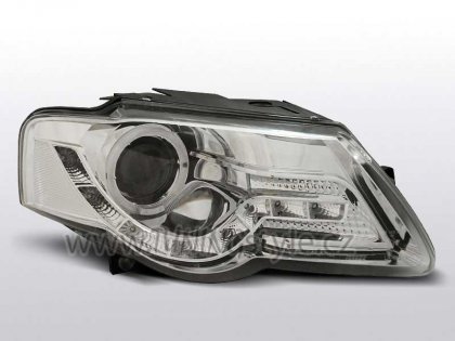 Přední světla angel eyes s LED VW Passat 3C 05-10 chromová