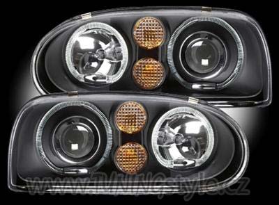 Přední světla angel eyes VW Golf 3 - look Golf 4 černá