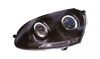 Přední světla angel eyes VW Golf 5 - černé