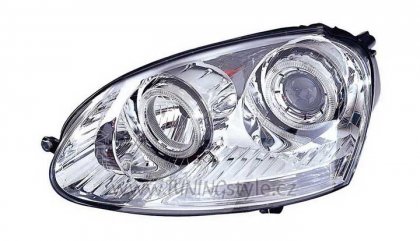 Přední světla angel eyes VW Golf 5 - chromové