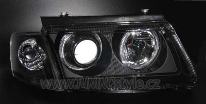 Přední světla - angel eyes VW Passat 3B černé