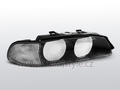 Přední světla BMW E39 95-00 xenon D2S kryty světel, náhradní sklo, černá/bílá