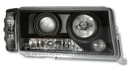 Přední světla čirá+blinkr Mercedes Benz W201 190E 82-93 černá