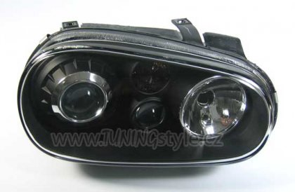 Přední světla čirá look R32 VW Golf 4 černá