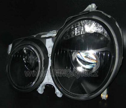 Přední světla čirá Mercedes-Benz E W210 95-98 černá