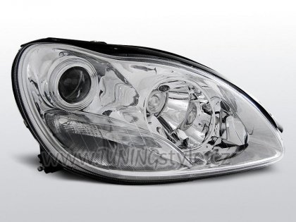 Přední světla čirá Mercedes-Benz S W220 98-05 - chrom