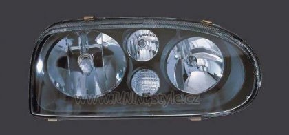 Přední světla čirá VW Golf 3 look Golf 4 černá Hella