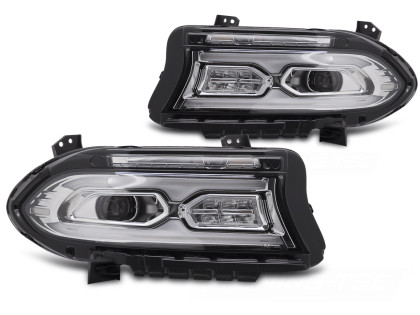 Přední světla FULL LED pro DODGE CHARGER 2014-2023 chrom