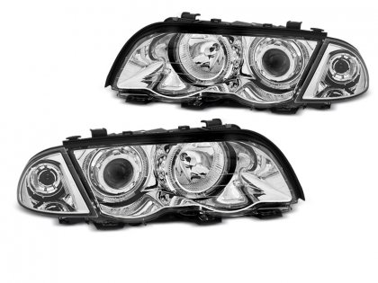 Přední světla LED Angel eyes BMW E46 sedan/touring 98-01 chrom 