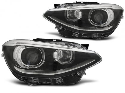 Přední světla LED angel eyes s denními světly BMW F20/F21 11-14 černá