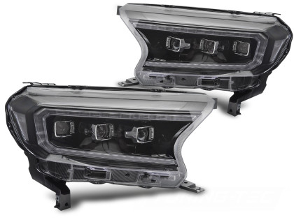 Přední světla LED pro FORD RANGER V 2016-2022 černá