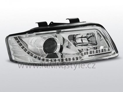 Přední světla LED TubeLights AUDI A4 B6 00-04 chrom