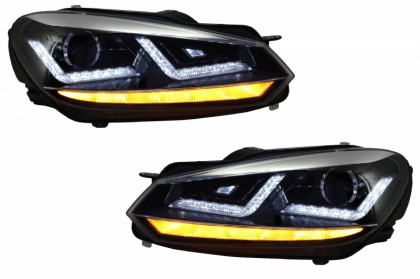 Přední světla OSRAM, s LED denními světly, LED dynamickým blinkrem pro VW Golf VI 08-12 černá