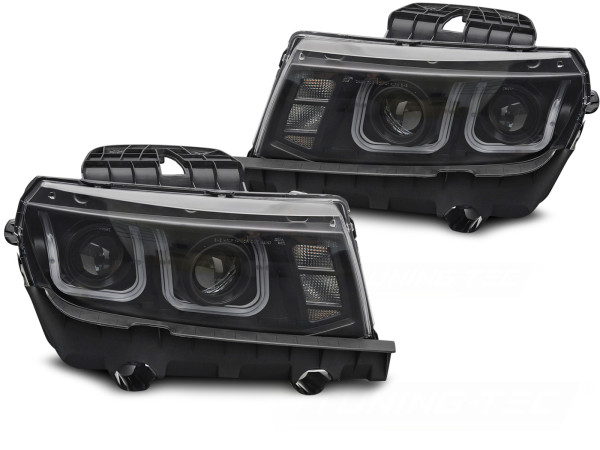 Přední světla s angel eyes pro CHEVROLET CAMARO 2009-2013 černá