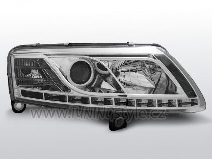 Přední světla s denními světly xenon D2S Audi A6 C6 04-08 chrom