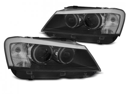 Přední světla s LED angel eyes BMW X3 F25 10-14 černá