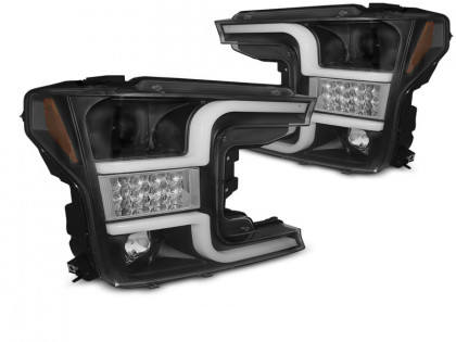 Přední světla s LED bar, LED dynamickým blinkrem Ford F150 MK13 17-20 černá