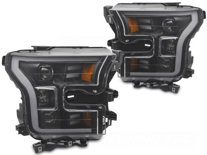 Přední světla s LED BAR pro FORD  F150 MK13 2014-2017 černá